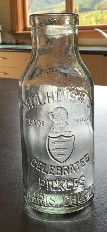 Vintage Melhuish's Christchurch Glass Pickle Jar Bottle